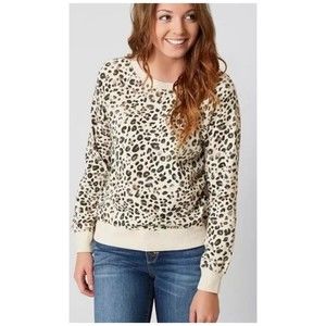 BILLABONG Scenic Ride Cheetah Print Crewneck Pullover Sweatshirt